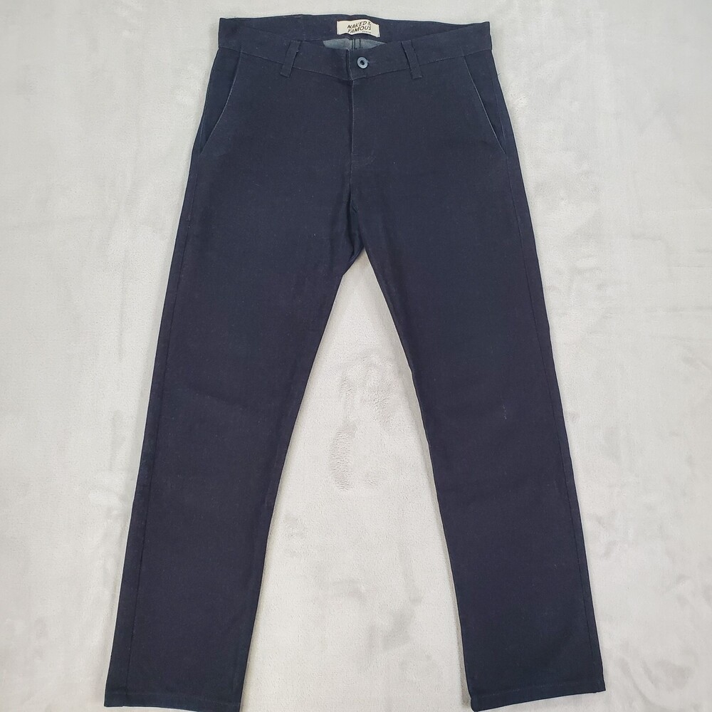 Naked & Famous Chinos Mens 29x26 Slim Fit Raw Pure Indigo Stretch Japanese Denim
